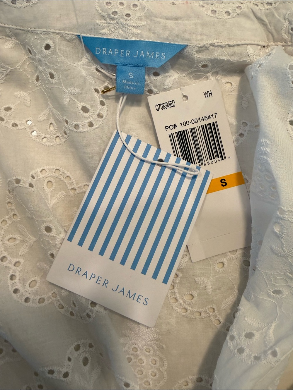 Draper James White Sleeveless Eyelet Tie-Waist Mini Dress SZ S NWT - Picture 11 of 12
